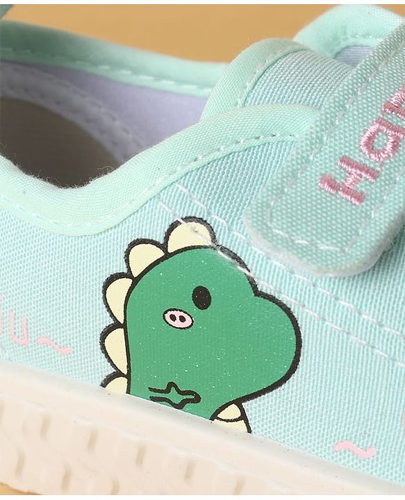 Cute Walk by Babyhug Casual Shoes with Velcro Closure & Dino Print - Light Green