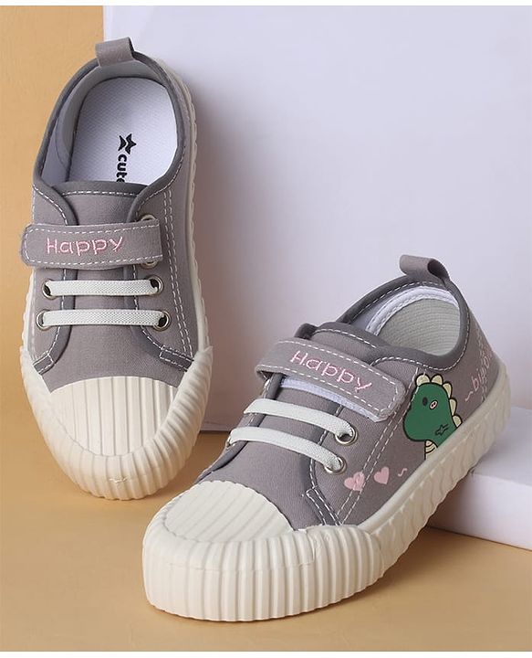 Cute Walk by Babyhug Casual Shoes with Velcro Closure & Dino Print - Light Green