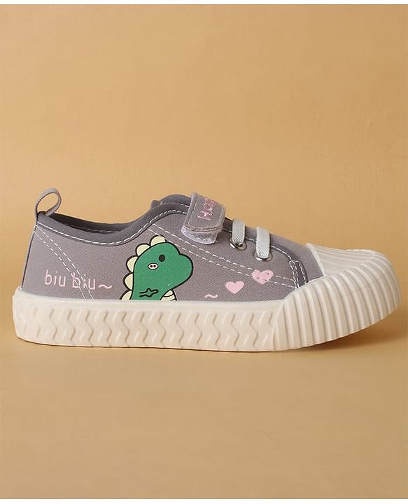 Cute Walk by Babyhug Casual Shoes with Velcro Closure & Dino Print - Light Green