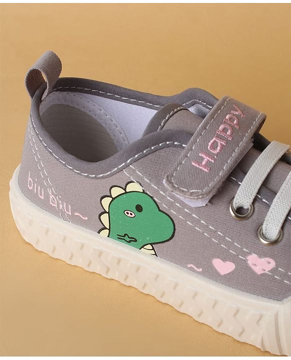 Cute Walk by Babyhug Casual Shoes with Velcro Closure & Dino Print - Light Green