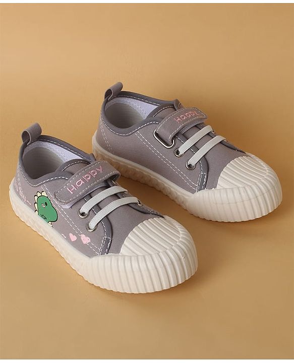 Cute Walk by Babyhug Casual Shoes with Velcro Closure & Dino Print - Light Green
