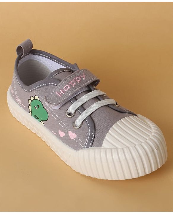 Cute Walk by Babyhug Casual Shoes with Velcro Closure & Dino Print - Light Green