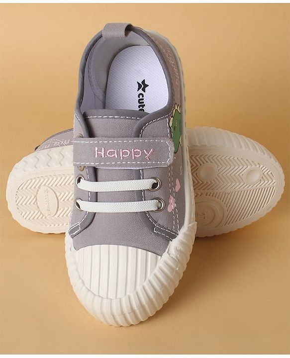 Cute Walk by Babyhug Casual Shoes with Velcro Closure & Dino Print - Light Green