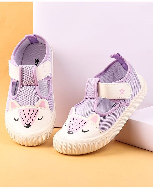Cute Walk by Babyhug Casual Shoes with Velcro Closure & Animal Print - Purple