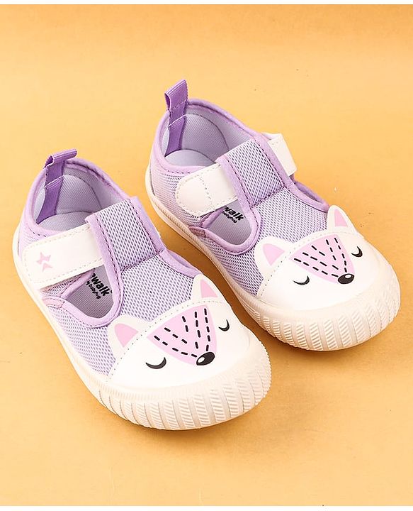 Cute Walk by Babyhug Casual Shoes with Velcro Closure & Animal Print - Purple