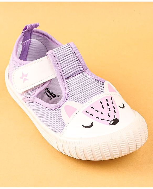 Cute Walk by Babyhug Casual Shoes with Velcro Closure & Animal Print - Purple