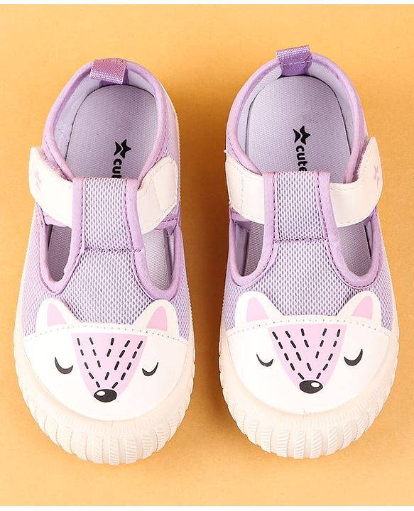Cute Walk by Babyhug Casual Shoes with Velcro Closure & Animal Print - Purple