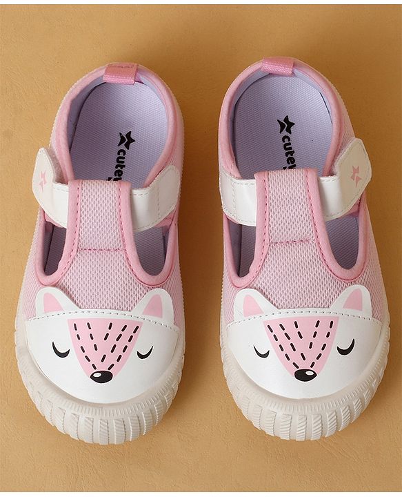 Cute Walk by Babyhug Casual Shoes with Velcro Closure & Animal Print - Purple