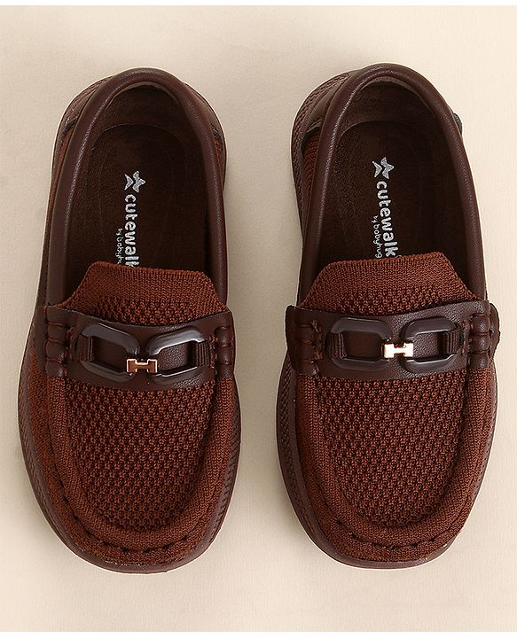 Cute Walk by Babyhug Slip On Solid Loafers - Brown