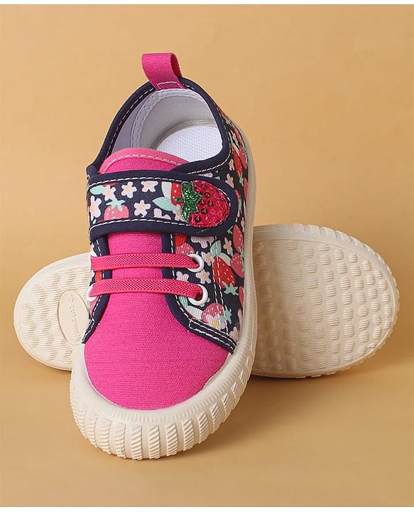 Cute Walk by Babyhug Casual Shoes with Velcro Closure & Strawberry Print - Red