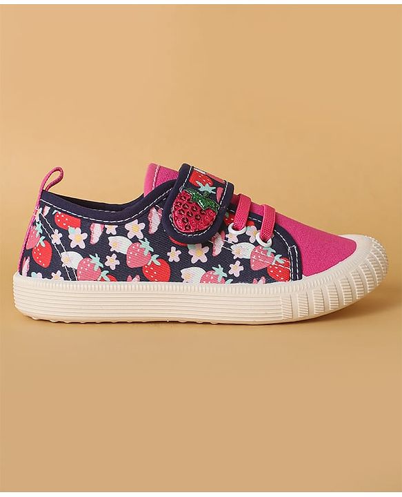 Cute Walk by Babyhug Casual Shoes with Velcro Closure & Strawberry Print - Red