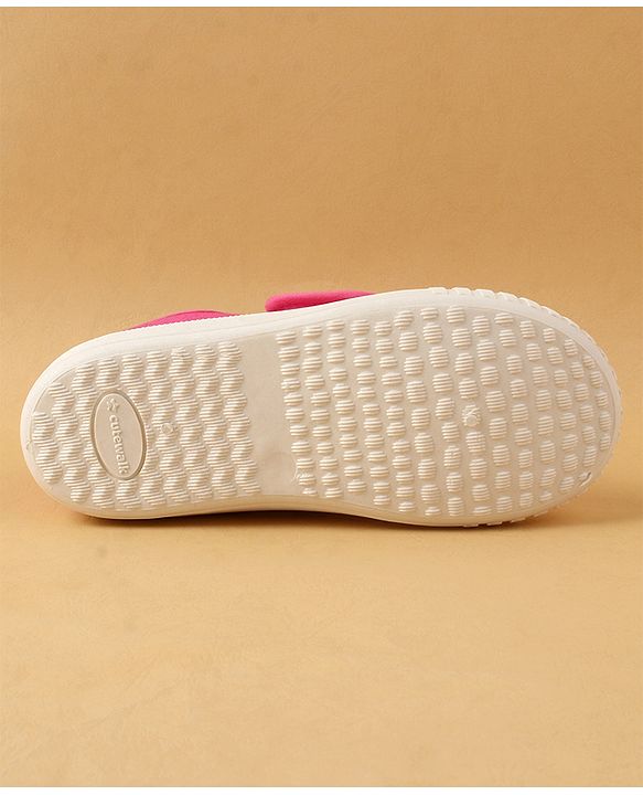 Cute Walk by Babyhug Casual Shoes with Floral Applique & Velcro Closure - Dark Pink