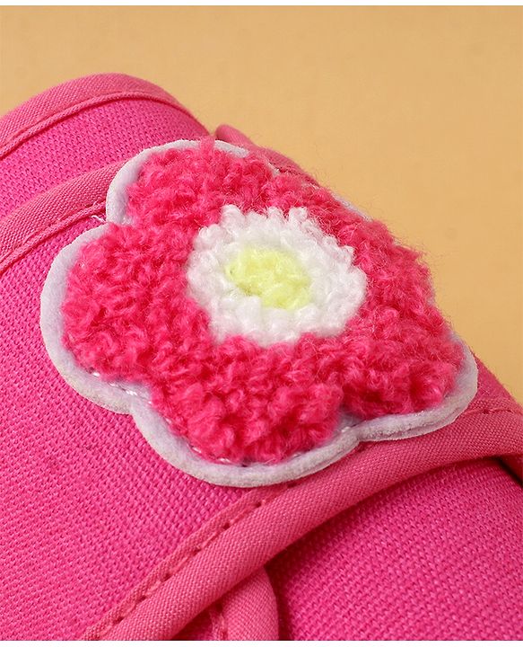 Cute Walk by Babyhug Casual Shoes with Floral Applique & Velcro Closure - Dark Pink