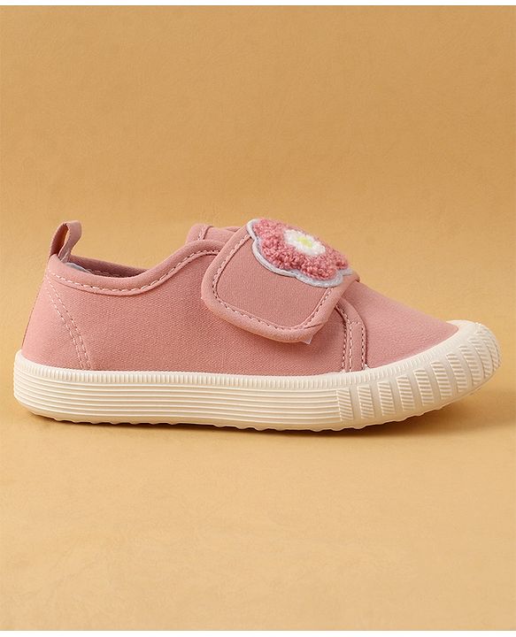 Cute Walk by Babyhug Casual Shoes with Floral Applique & Velcro Closure - Dark Pink