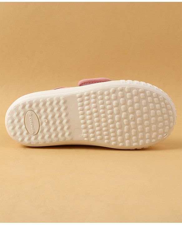 Cute Walk by Babyhug Casual Shoes with Floral Applique & Velcro Closure - Dark Pink