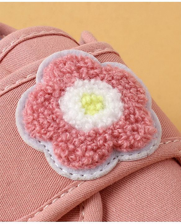 Cute Walk by Babyhug Casual Shoes with Floral Applique & Velcro Closure - Dark Pink