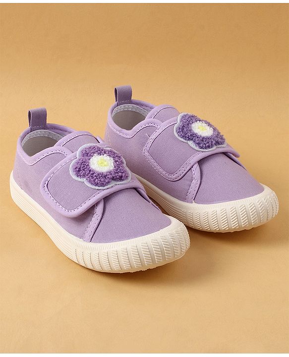Cute Walk by Babyhug Casual Shoes with Floral Applique & Velcro Closure - Dark Pink