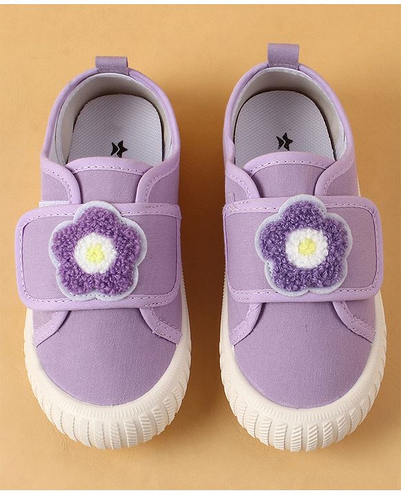 Cute Walk by Babyhug Casual Shoes with Floral Applique & Velcro Closure - Dark Pink