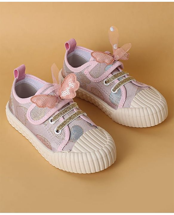 Cute Walk by Babyhug Casual Shoes with Velcro Closure Butterfly Applique- Pink