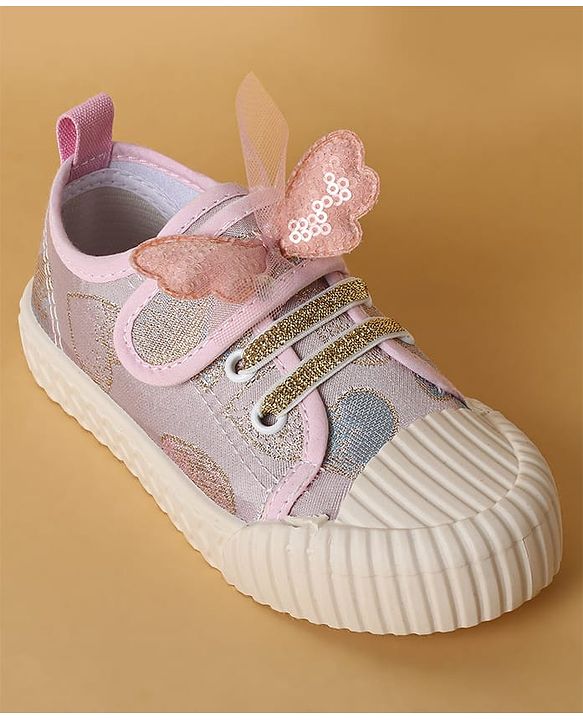 Cute Walk by Babyhug Casual Shoes with Velcro Closure Butterfly Applique- Pink