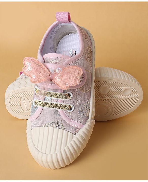 Cute Walk by Babyhug Casual Shoes with Velcro Closure Butterfly Applique- Pink