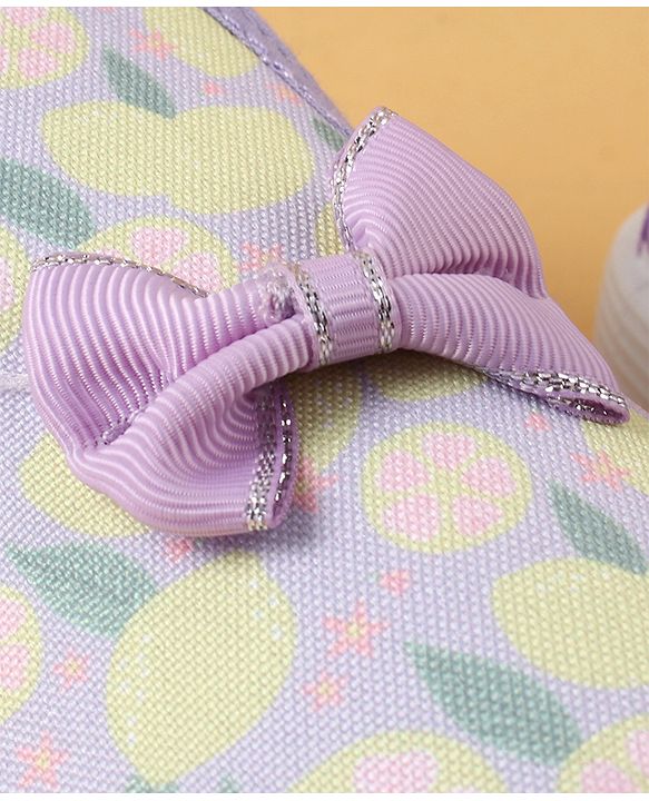 Cute Walk by Babyhug Slip On Casual Shoes with Bow Applique & Lemon Print - Purple