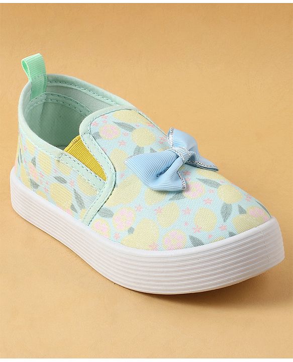 Cute Walk by Babyhug Slip On Casual Shoes with Bow Applique & Lemon Print - Purple