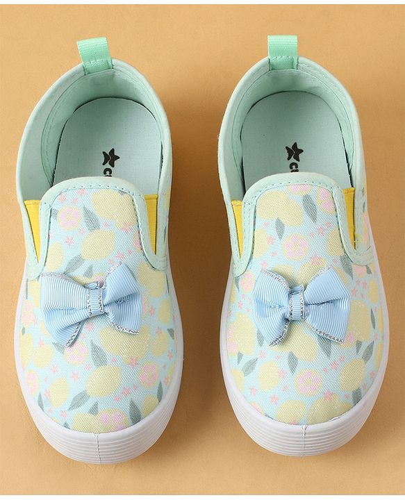 Cute Walk by Babyhug Slip On Casual Shoes with Bow Applique & Lemon Print - Purple