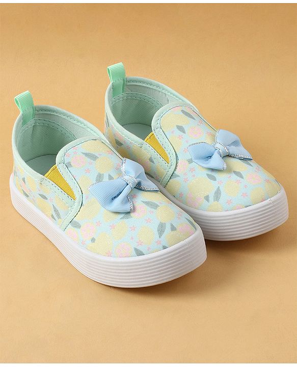 Cute Walk by Babyhug Slip On Casual Shoes with Bow Applique & Lemon Print - Purple