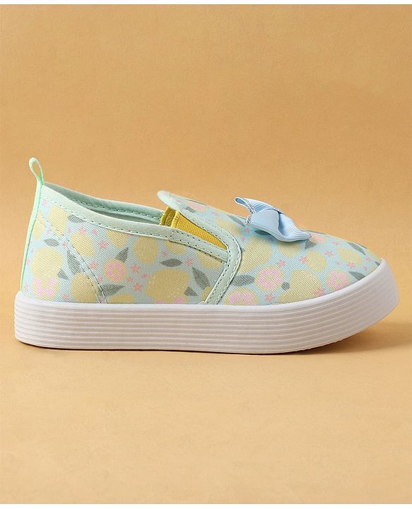 Cute Walk by Babyhug Slip On Casual Shoes with Bow Applique & Lemon Print - Purple