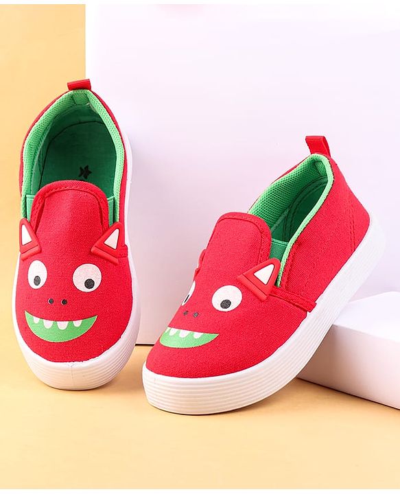 Cute Walk by Babyhug Slip On Casual Shoes with Monster Print - Red