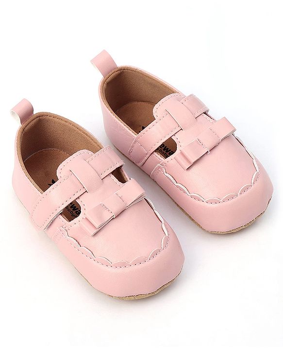 Cute Walk by Babyhug Velcro Closure Booties with Bow Applique -  Pink