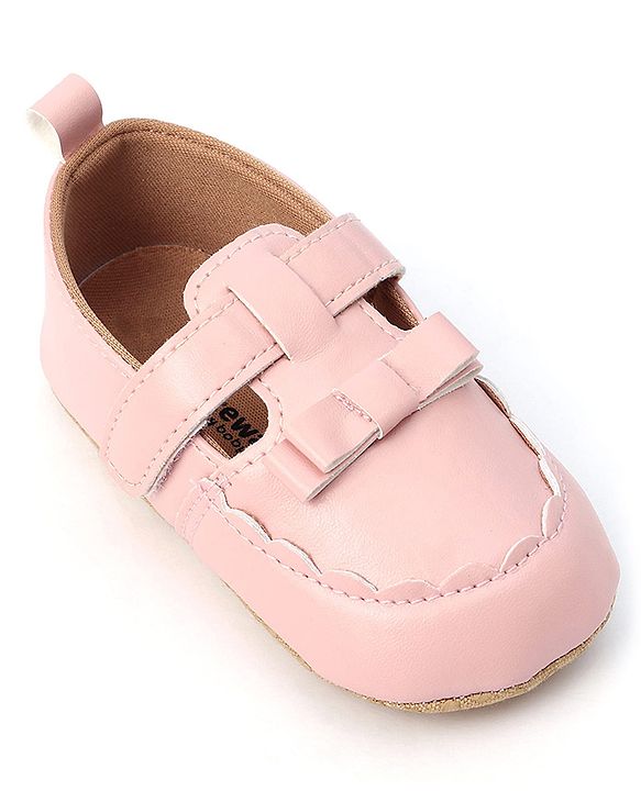 Cute Walk by Babyhug Velcro Closure Booties with Bow Applique -  Pink