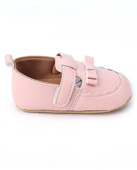 Cute Walk by Babyhug Velcro Closure Booties with Bow Applique -  Pink