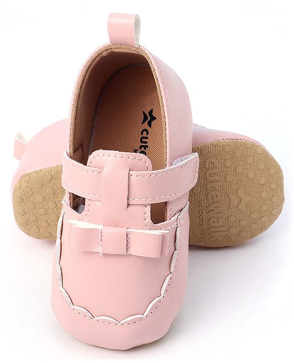 Cute Walk by Babyhug Velcro Closure Booties with Bow Applique -  Pink