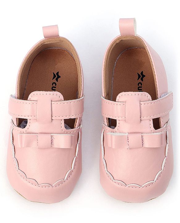 Cute Walk by Babyhug Velcro Closure Booties with Bow Applique -  Pink
