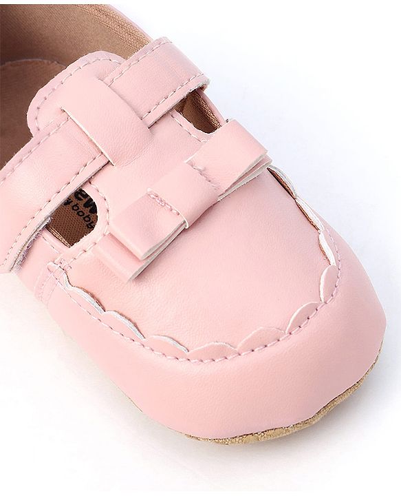 Cute Walk by Babyhug Velcro Closure Booties with Bow Applique -  Pink