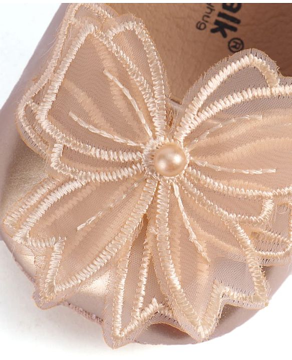 Cute Walk by Babyhug Slip On Booties with Bow Applique - Golden