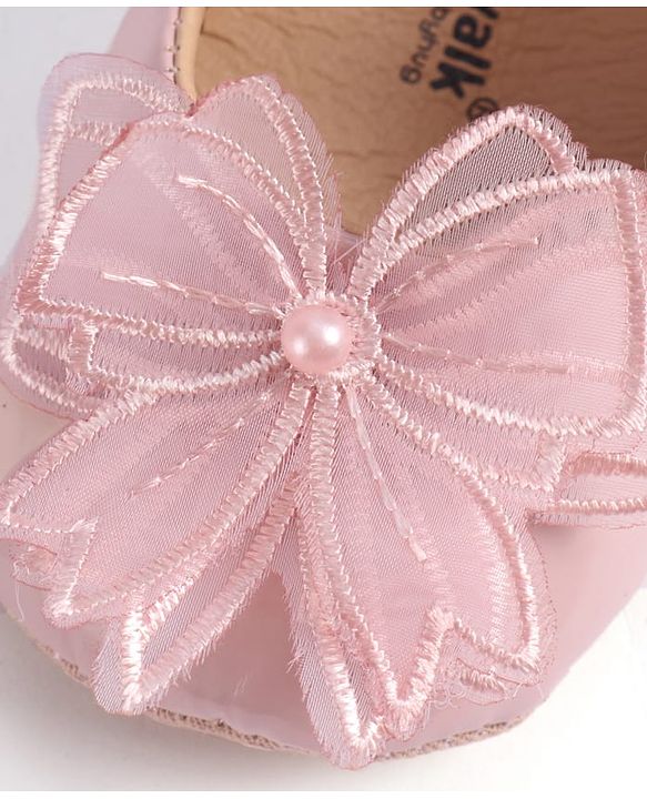 Cute Walk by Babyhug Slip On Booties with Bow Applique - Golden