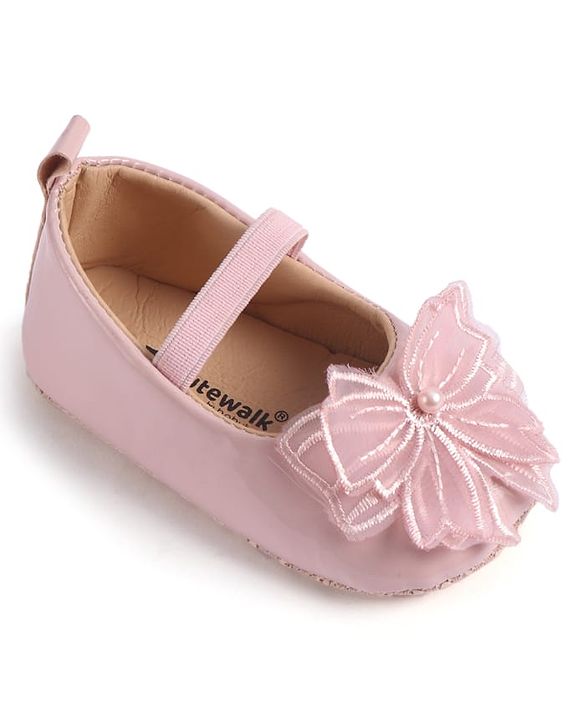 Cute Walk by Babyhug Slip On Booties with Bow Applique - Golden