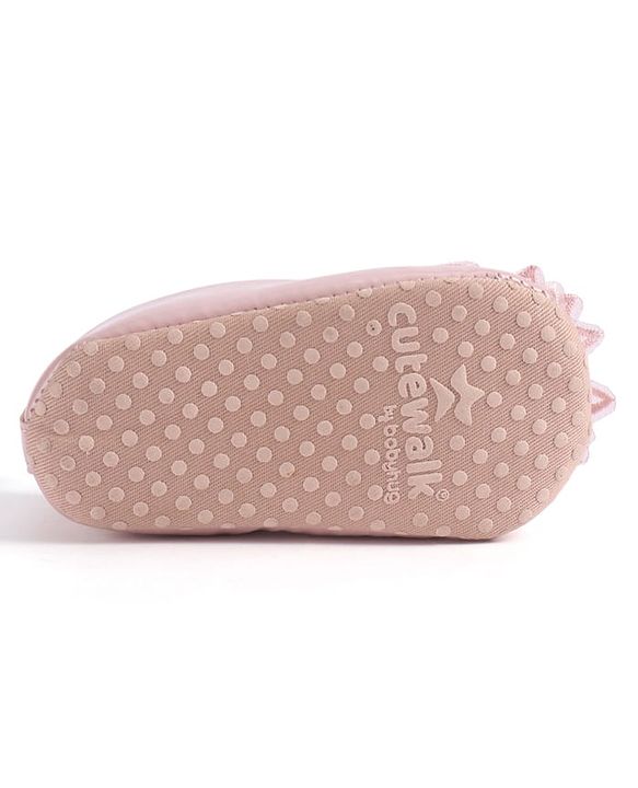 Cute Walk by Babyhug Slip On Booties with Bow Applique - Golden