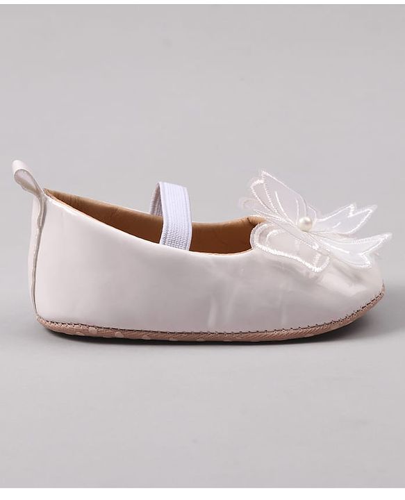 Cute Walk by Babyhug Slip On Booties with Bow Applique - Golden
