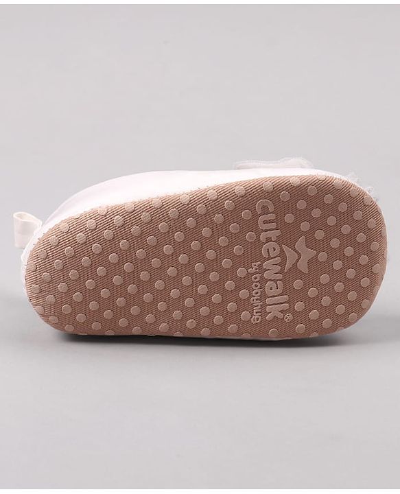 Cute Walk by Babyhug Slip On Booties with Bow Applique - Golden