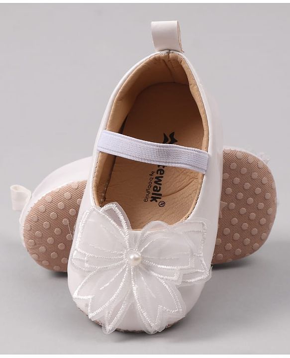 Cute Walk by Babyhug Slip On Booties with Bow Applique - Golden