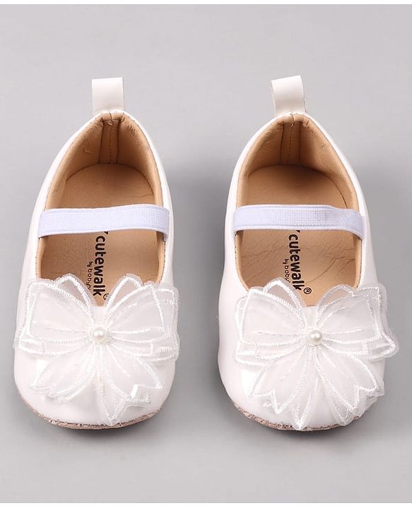Cute Walk by Babyhug Slip On Booties with Bow Applique - Golden