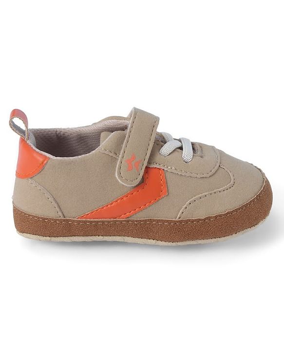 Cute Walk by Babyhug Booties with Velcro Closure & Tape Detailing - Khaki