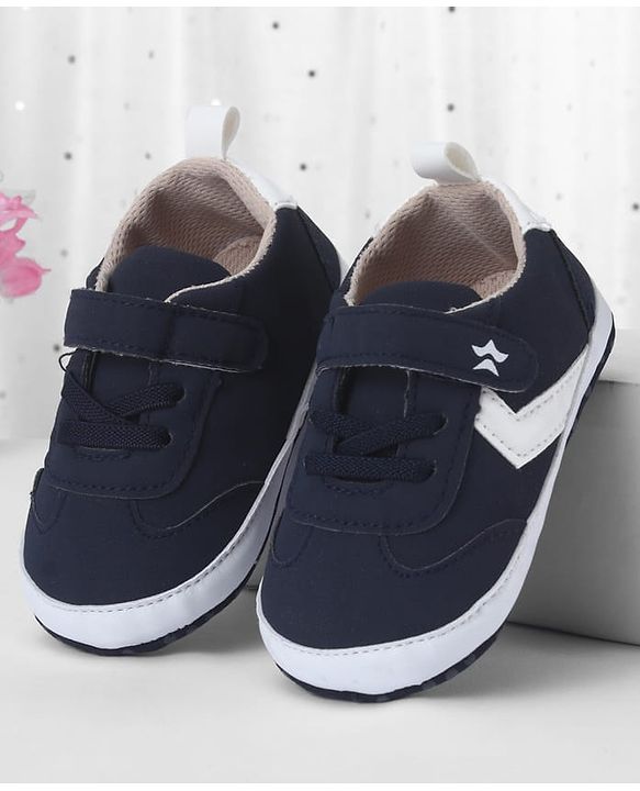 Cute Walk by Babyhug Booties with Velcro Closure & Tape Detailing - Navy Blue