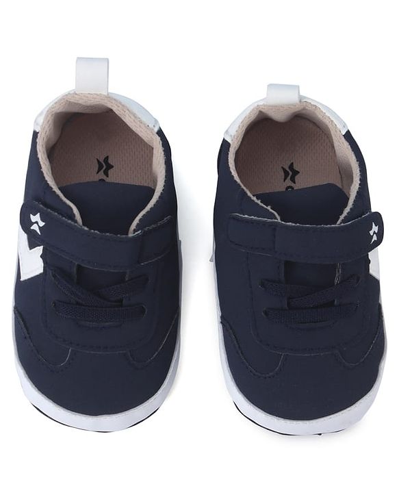 Cute Walk by Babyhug Booties with Velcro Closure & Tape Detailing - Navy Blue