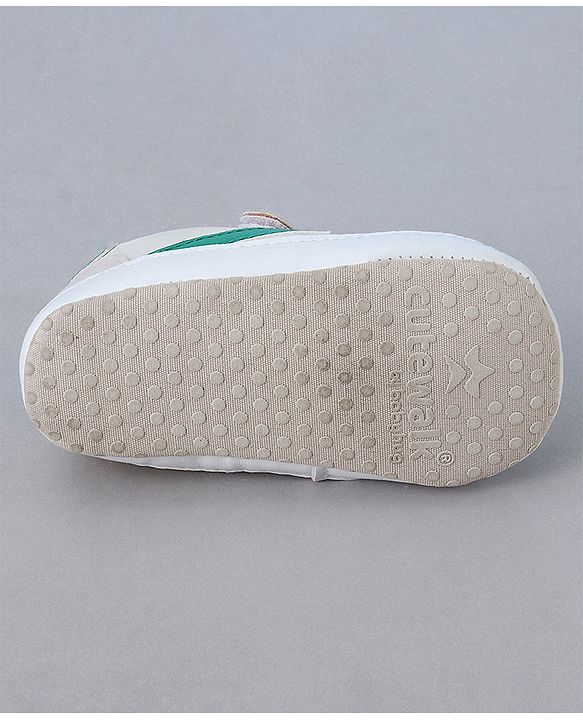Cute Walk by Babyhug Booties with Velcro Closure & Tape Detailing - Khaki