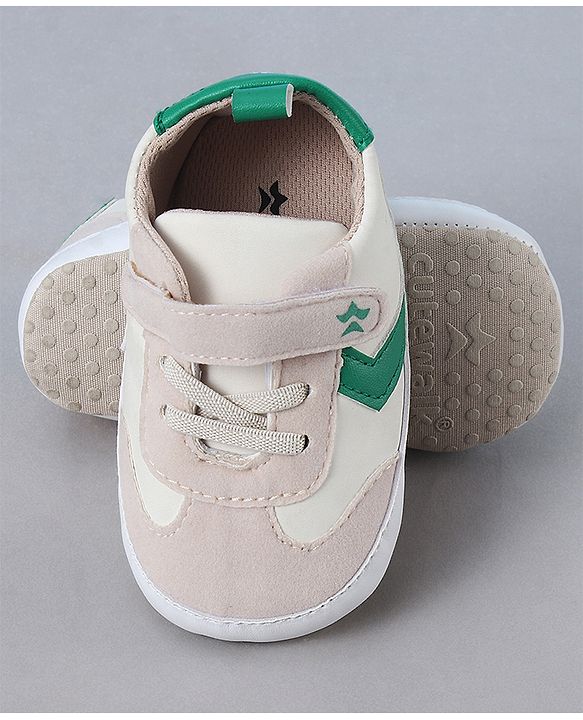 Cute Walk by Babyhug Booties with Velcro Closure & Tape Detailing - Khaki